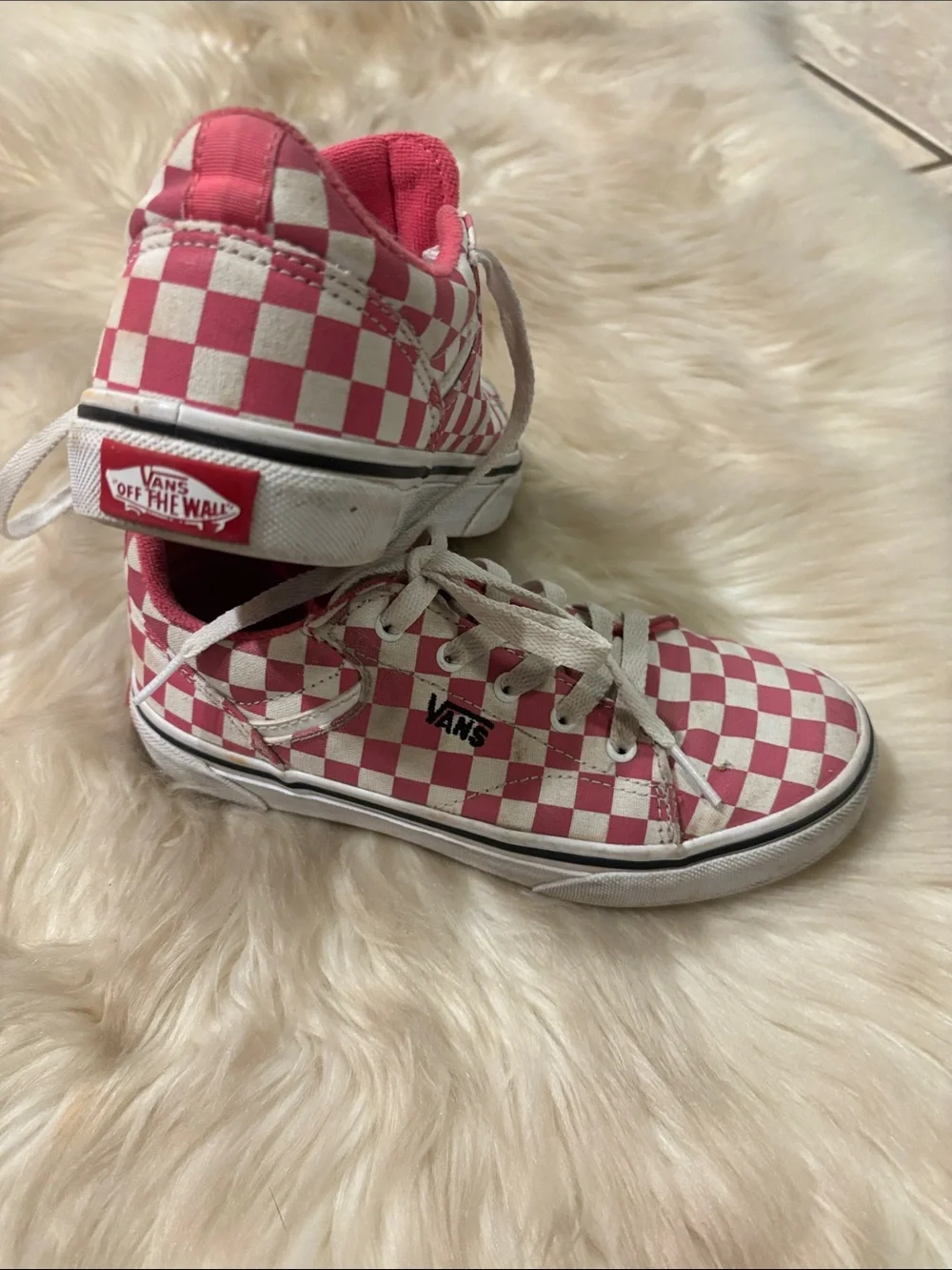 Vans Kids Checkerboard Low-Top Sneakers - Pink & White